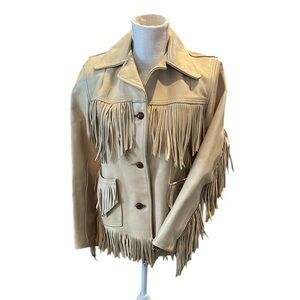 Vintage Fringe Blond Leather‎ Coat